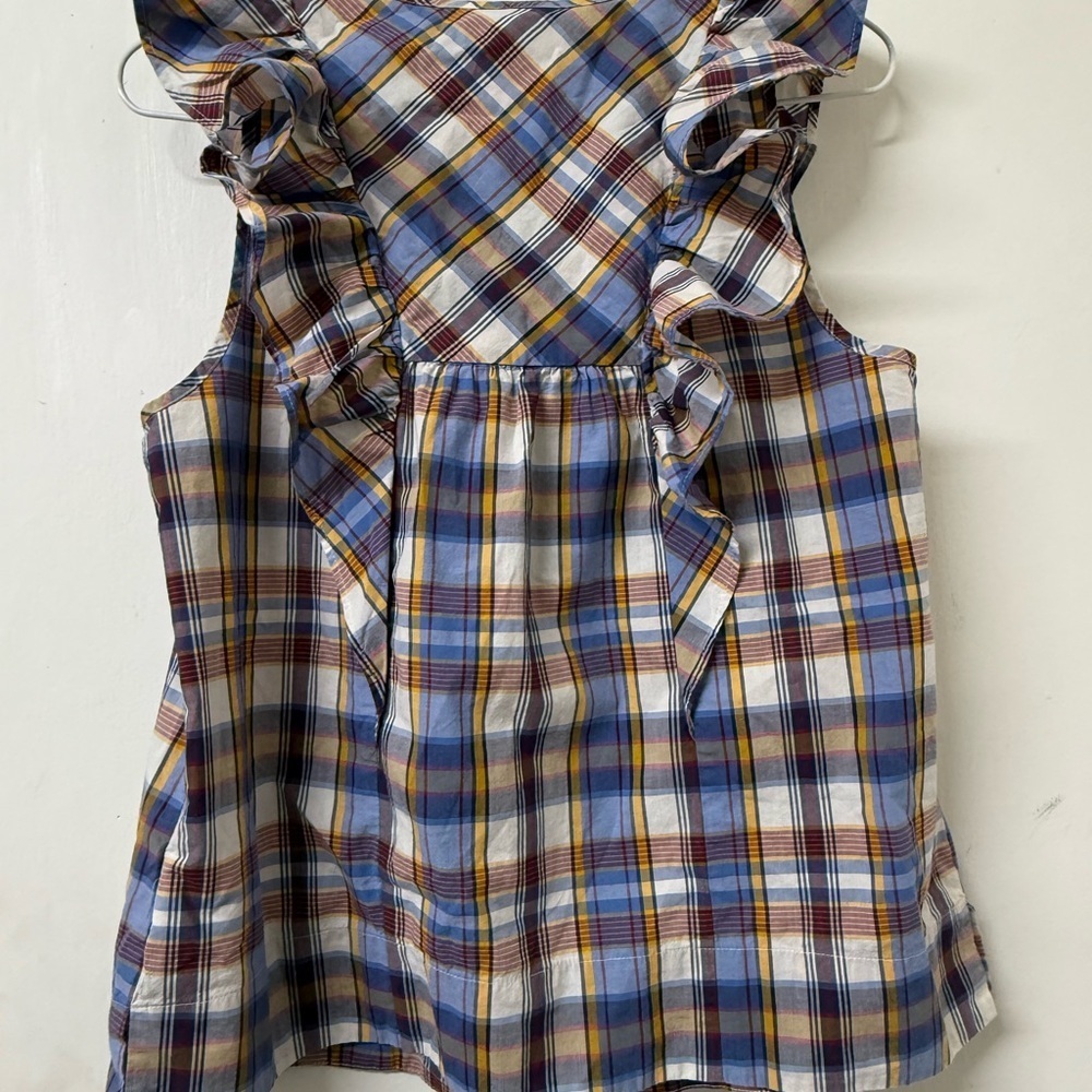 J. Crew Multicolor Plaid Ruffle Blouse - Picture 13 of 13